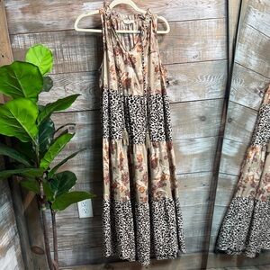 Entro Floral and Leopard Print Maxi Dress